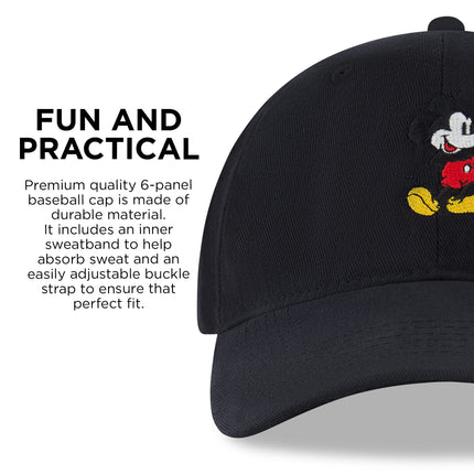 Buy Disney Men's Baseball Cap, Mickey Mouse Adjustable Hat for Adult, Black, One Size in India