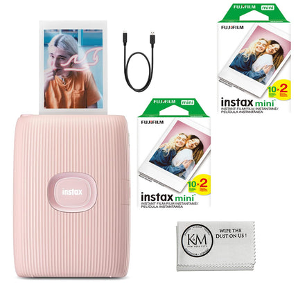 buy Fujifilm INSTAX Mini Link 2 Smartphone Printer Soft Pink Bundle with INSTAX Mini Instant Film 40 Exposures + Microfiber Cleaning Cloth in India