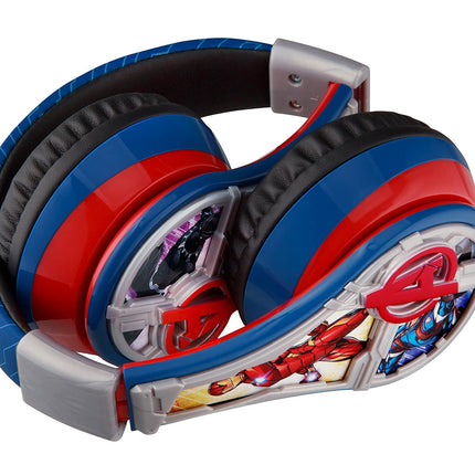 eKids Marvel Avengers Kids Bluetooth Headphones, Wireless Headphones with Microphone includes Aux Cord, Volume Reduced Kids Foldable Headphones for School, Home, or Travel