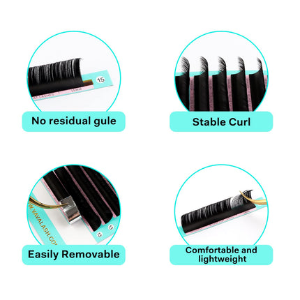 Ellipse Eyelash Extensions 0.15mm D Curl 8-15mm Mixed Flat Eyelash Extension Supplies Light Lashes Matte Individual Eyelashes Salon Use Black Mink False Lashes Mink Lashes Extensions(D-0.15-8-15mm)