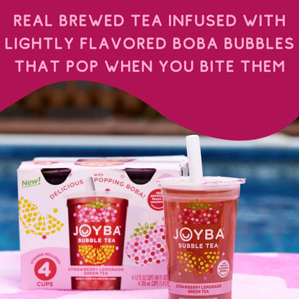 Buy Joyba Bubble Tea Strawberry Lemonade Green Tea, 4 Pack, 12 fl. oz. Cups in India