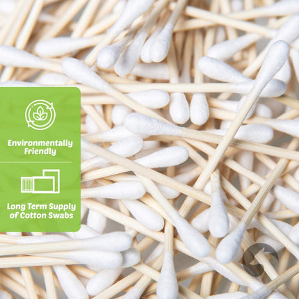 Bamboo Cotton Swabs 500 Count | Biodegradable & Organic Wooden Cotton Buds | Double Tipped Ear Sticks | 100% Eco-Friendly & Natural | Perfect for Ear Wax Removal, Arts & Crafts, Removing Dust & Dirt…