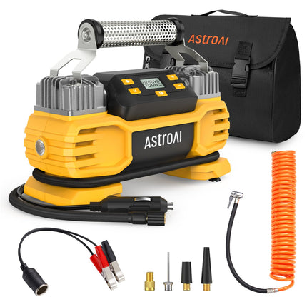 buy AstroAI Portable 160 PSI Heavy Duty Tire Inflator Pump with Screen, Dual Cylinders & Dual Motors in India