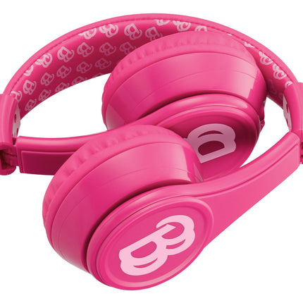 eKids Barbie Bluetooth Headphones, Pink Wireless Headphones with Microphone includes Aux Cord, Volume Reduced Kids Foldable Headphones for School, Home, or Travel