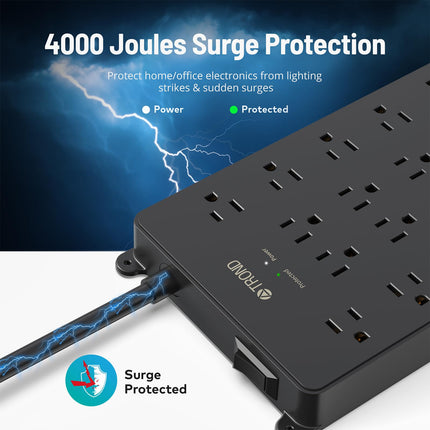 Buy TROND Power Strip Surge Protector with USB C Ports, 5ft Extension Cord with Multiple Outlets in India.