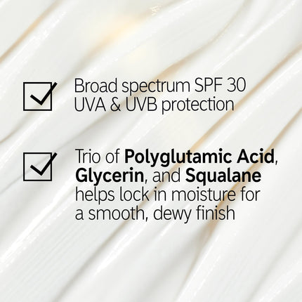 The INKEY List Dewy Sunscreen SPF 30, Non-Greasy Formula with Polyglutamic Acid, Glycerin and Squalane, 1.69 fl oz