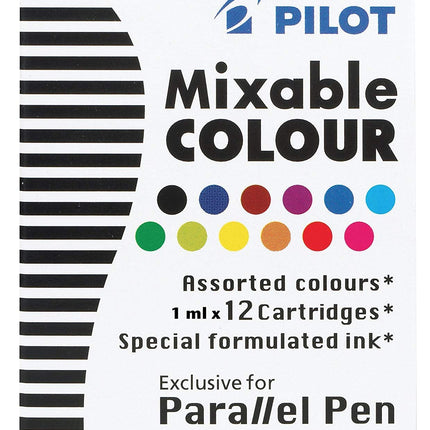 PILOT Parallel Mixable Color Ink Refills for Calligraphy Pens, 12 Colors, 12-Pack (77312)