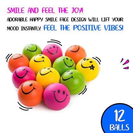 buy Be Happy! Neon Colored Smile Funny Face Stress Ball - Happy Face Squishies Stress Foam Balls for Sof in India