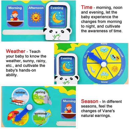 Educational Learning Calendar Clock Toys Kids to Learn Weeks, Seasons