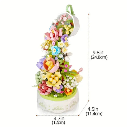 575pcs Building Blocks Teacup Flower Lantern Music Box - Perfect Gift for All Occasions