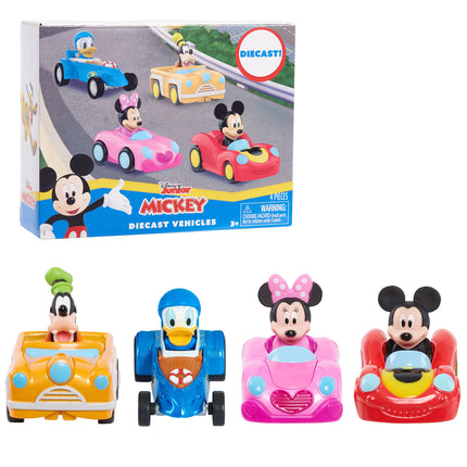 Mickey Mouse Diecast Vehicle 4-Piece Set, Packaging Styles May Vary, Officially Licensed Kids Toys for Ages 3 Up, Amazon Exclusive