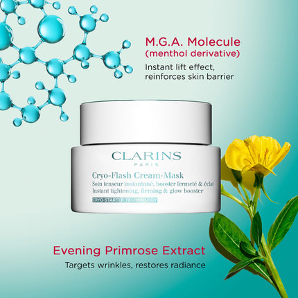 CLARINS Cryo-Flash Face Mask | Visible Lift Effect in 10 Minutes* | Visibly Minimizes Pores | Boosts Radiance | Pro Like Results | All Skin Types | 2.5 Fluid Ounces