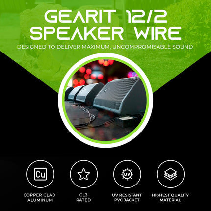 buy GearIT 12/2 Speaker Wire 200 Feet 12 Gauge Copper Clad Aluminum - Outdoor Direct Burial in India