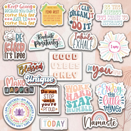300PCS Motivational Stickers for Vision Board Water Bottles Laptops, Inspirational Quote Waterproof Vinyl for Journals Cups, Affirmation Boho Stickers for Women Holographic