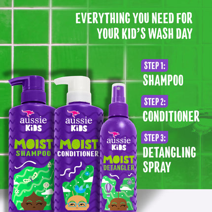 Aussie Kids Shampoo and Conditioner with Detangler Hair Care Bundle, Tangle-Free Shampoo, Detangler Spray, Sulfate & Paraben-Free, PETA Cruelty-Free, Hassle-Free Styling, 16 Fl Oz 2 Pack & 8 Fl Oz