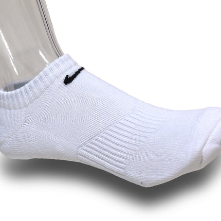 NIKE Unisex Performance Cushion No-Show Training Socks (3 Pairs), White/Black, Large
