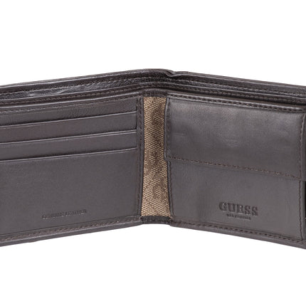 Buy Guess Men's Leather Slim Bifold Wallet, Brown/Brown Logo, One Size in India India