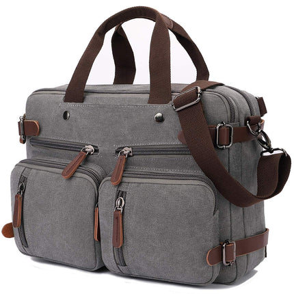 CROCOD 3 in 1 Convertible Laptop Backpack, 17.3 inch Messenger Bag for Men, Multi-Functional Travel Laptop Bag for College Men Women (17.3 Inch, Grey)