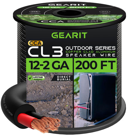 buy GearIT 12/2 Speaker Wire 200 Feet 12 Gauge Copper Clad Aluminum - Outdoor Direct Burial in India