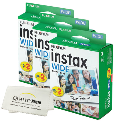 buy Fujifilm instax Wide Instant Film for Fujifilm instax Wide 300, 200, and 210 Cameras w/Microfiber Cloth by Quality Photo (60 Exposures) in India