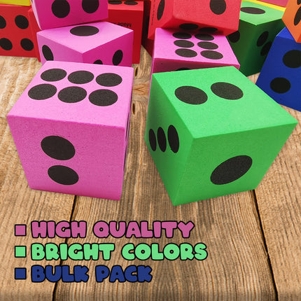 ArtCreativity Colored Foam Dice Set - Pack of 24-1.5 Inches Big - Colorful Dice Set - Six Assorted Colors - Fun Playing Games - Great Gift for Kids