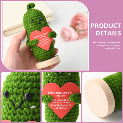 Ivydale Emotional Support Pickle, Handmade Cucumber Crochet Doll, Pickled Knitting Gift for Women Friends (Pickle Heart)