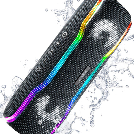 Portable Bluetooth Speaker, IPX7 Waterproof Wireless Speaker with Colorful Flashing Lights, 25W Super Bass 24H Playtime, 100ft Range, TWS Pairing for Outdoor, Home, Party, Beach, Travel