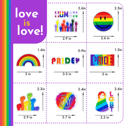 Pride Stickers, 100-Piece LGBTQ Rainbow Stickers, Vinyl LGBT Gay Pride Stickers for Laptops, Water Bottles, Luggage, Scrapbooking