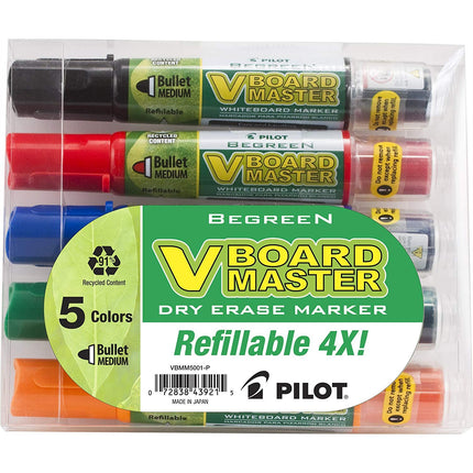 Pilot V Board Master Refillable Dry Erase Markers, Bullet Tip, Assorted Ink Colors, 15-Pack (43921)