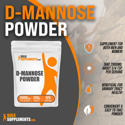 BULKSUPPLEMENTS.COM D-Mannose Powder - D_Mannose Supplement, D-Mannose 2000mg - Urinary Tract Health, Unflavored & Gluten Free - 2000mg per Serving, 250g (8.8 oz), Pack of 1