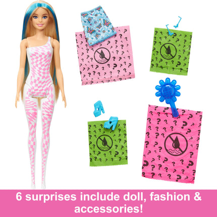 Barbie Color Reveal Doll & Accessories with 6 Unboxing Surprises, Rainbow-Inspired Series with Color-Change Bodice, 1960s Themes