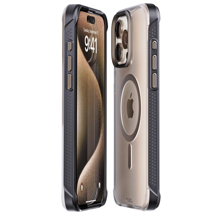 REBEL Clear Case for iPhone 15 Pro Max [Frosted Series Gen-5] Strong MagSafe Compatible, Grip Sides, Translucent Matte Texture, Protective Shockproof Bumpers, Metal Lens & Buttons, 6.7 Inch Phone 2023
