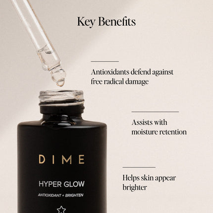 DIME Beauty Hyper Glow Serum, 15% Vitamin C Face Serum for Brightening Dull Skin, Dark Spot Corrector Serum, 1 oz / 30 ml