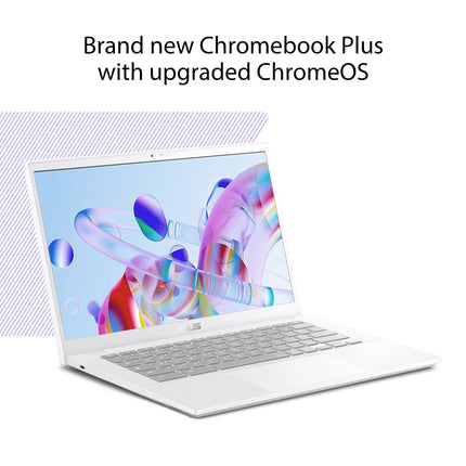 ASUS Chromebook Plus CX34 Laptop, 14" Display (1920x1080), Intel® Coreâ„¢ i3-1215U Processor, 8GB RAM, 256GB UFS Storage, ChromeOS, White, CX3402CBA-DH386-WH