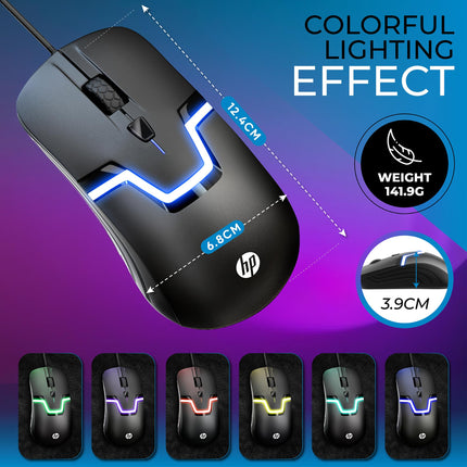 HP Wired RGB Gaming Mouse High Performance Mouse with Optical Sensor, 3 Buttons, 7 Color LED for Computer Notebook Laptop Office PC Home