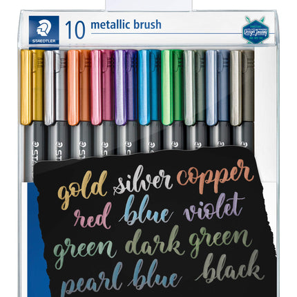 Buy STAEDTLER 8321 TB10 metallic brush pens, wallet of 10 assorted colours in India India