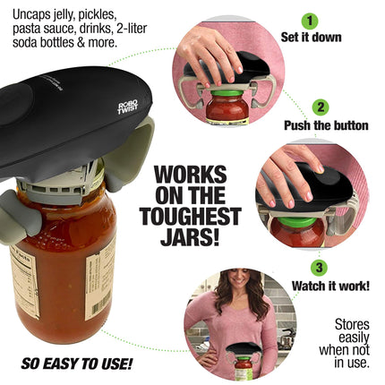 Robotwist Jar Opener, Automatic Jar Opener, Deluxe Model with Improved Torque, Robo Twist Kitchen Gadgets for Home, Electric Handsfree Easy Jar Opener – Works on All Jar Sizes, As Seen on TV, Black
