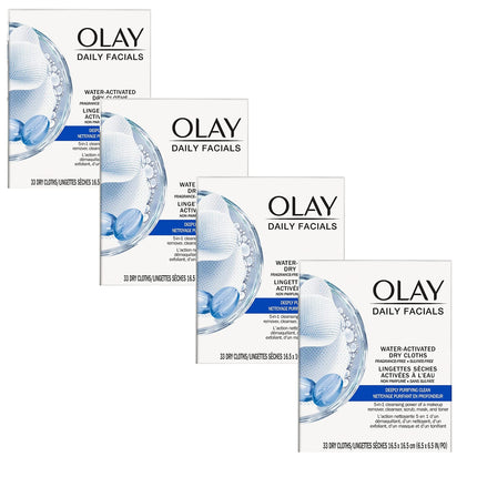 Olay Daily Deeply Clean 2-in-1 Water Activated Cleansing Face Cloths 33ct (Pack of 4)