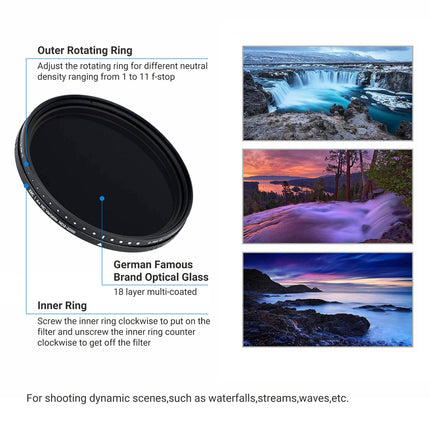 buy JJC 49mm ND Filter ND2-2000 VND Variable Neutral Density Fader for Canon EOS R100 R50 R10 with RF-S in India