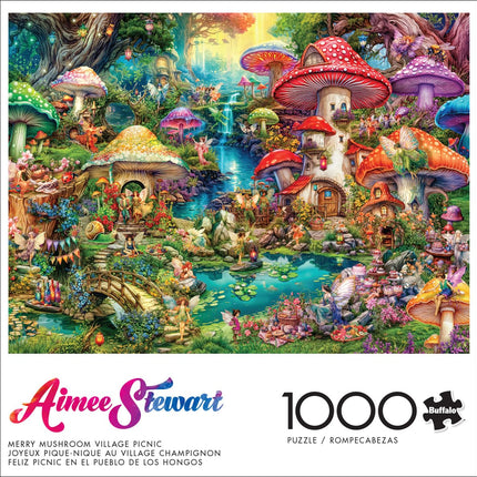 Buffalo Games - Aimee Stewart - Merry Mushroom Village Picnic - 1000 Piece Jigsaw Puzzle for Adults Challenging Puzzle Perfect for Game Nights - Finished Size 26.75 x 19.75
