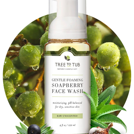 Tree to Tub Sensitive Skin Face Wash for Dry Skin - Fragrance Free Gentle Face Cleanser for Women & Men, Unscented Hydrating Foaming Facial Cleanser, Daily Face Soap w/All Natural Organic Aloe Vera