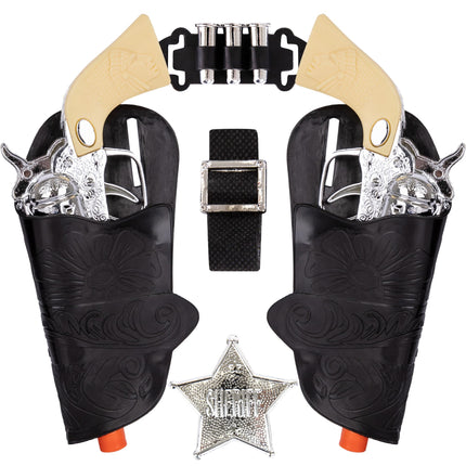 Buy Cowboy Toy Gun Holster and Belt 9 Piece Set for Kids in India.