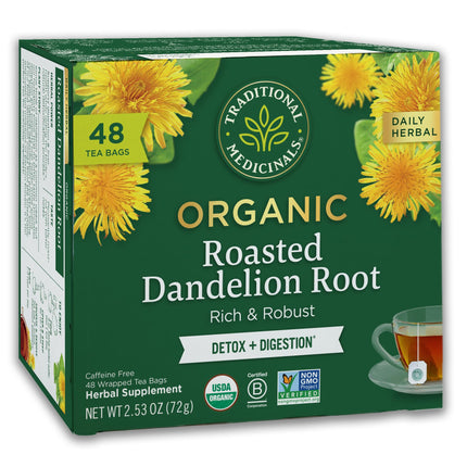 Buy Traditional Medicinals Tea, Organic Roasted Dandelion Root, Supports Kidney Function & Healthy Digestion, 48 Tea Bags in India