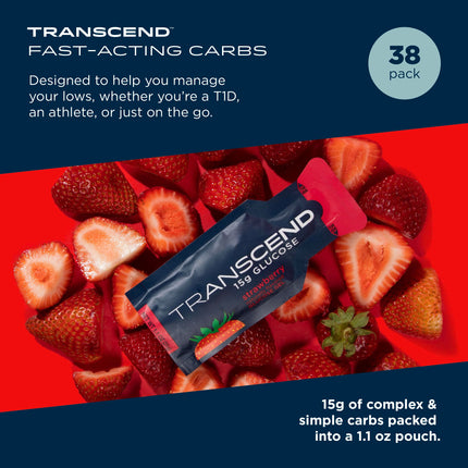 buy 38-Pack Transcend Foods Strawberry Gel (1.1 oz) Fast-Acting Carb Gel Strawberry Flavor in India