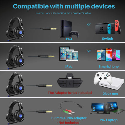 Buy HP Gaming Headphones With Microphone, PS4 Gaming headset with mic , Over the Ear Wired Gaming Headphones in India