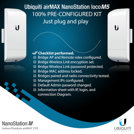 buy pre-configured bundle of 2 Ubiquiti NanoStation LOCOM5 P2P-2 units kit in India