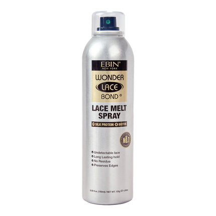 EBIN NEW YORK Wonder Lace Melt Aerosol Spray - Silk Protein + Biotin Infused (180ml./ 6.08oz) - Preserves Edges & Undetectable Lace | Long lasting hold | No Residue