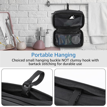 Purevave Compact Mens Toiletry Travel Bag Hanging, Mens Dopp Kit for Travel Waterproof, Wash Pouch Black