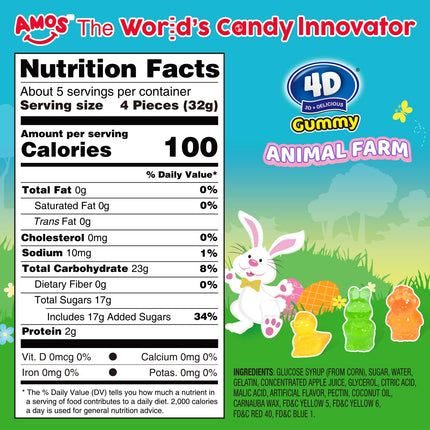 Buy Amos Easter Candy 4D Gummy Animal Farm, Easter Lambs & Bunnies & Chicks Gummy Individually Wrapped in India.