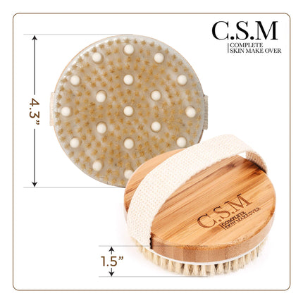 Buy CSM Dry Body Brush - Natural Bristle Exfoliating Brush for Skin Renewal, Lymphatic Support and Circu in India